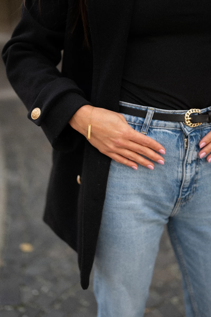 Langes Platten Rosegold 585 Armband