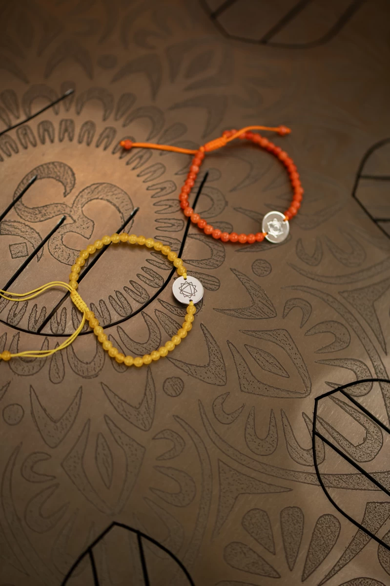 Solarplexus-Chakra Rosegold 585 Makramee-Armband