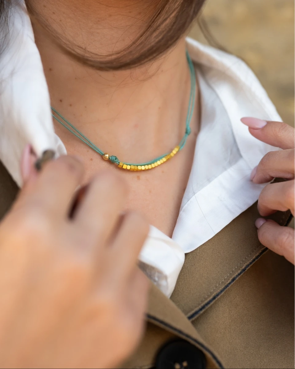 ZILIA Green & Gold Hematite Silber 925 Halskette