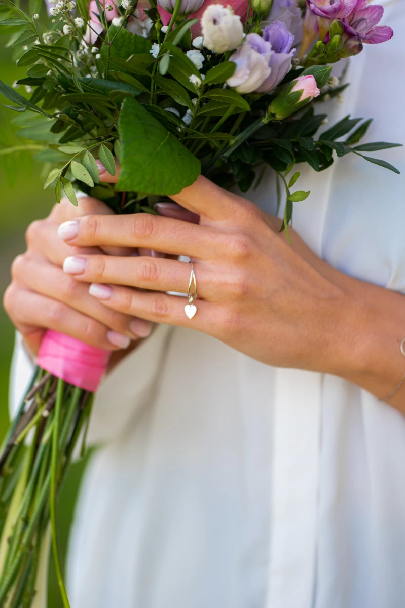 Hängendes Herz Rosegold 585 Ring