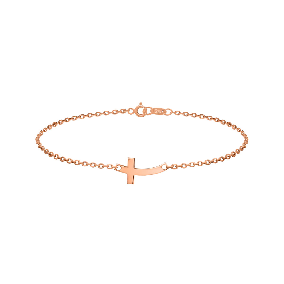 14K Roségold Armband mit geschwungenem Kreuz Design für Damen