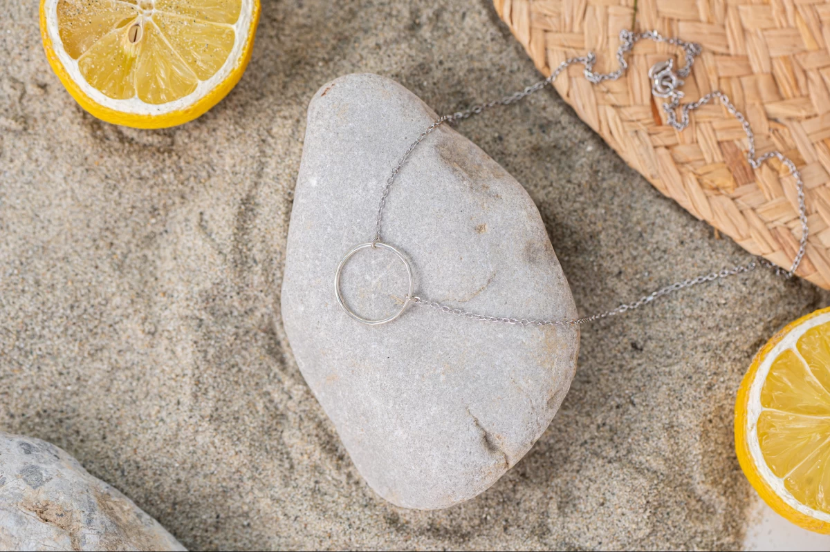 Einzigartige Kreis Halskette aus Silber