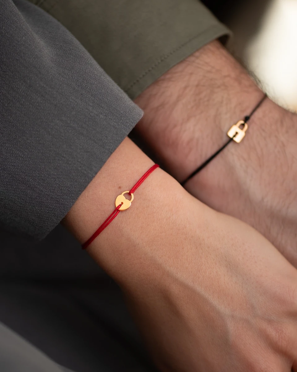 Paar Vorhängeschloss Armband aus Sterling Silber 925