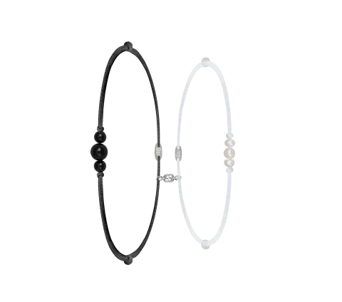 ZILIA Double Pearl Onyx Armband Silber 925