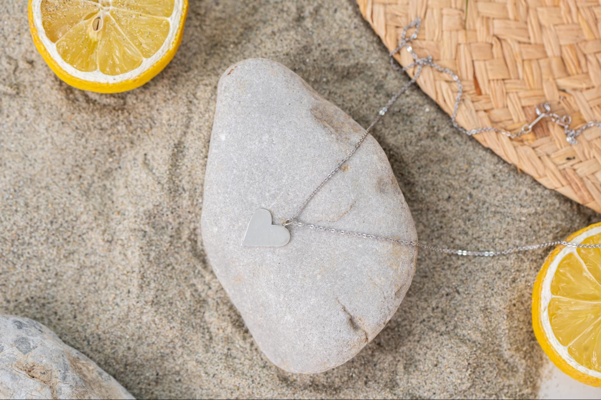 Asymmetrische Herz Silberkette