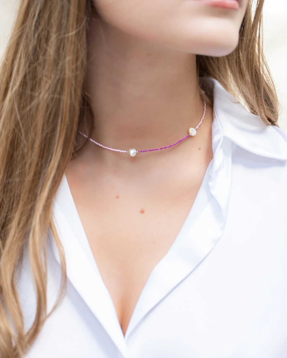 ZILIA Pink Design Naturperle Silber 925 Halskette