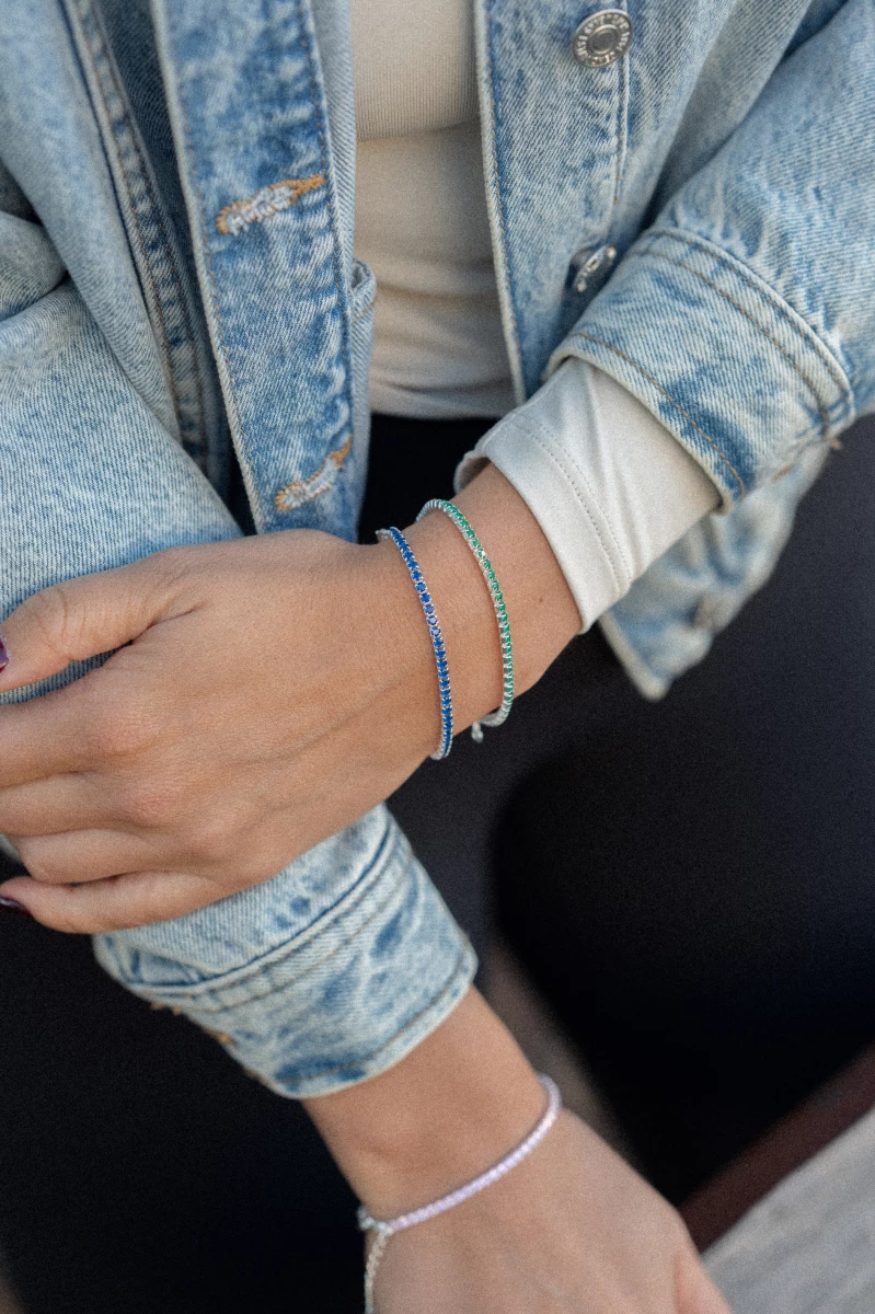 Armband Silber 925 mit grünen Zirkonia Tennis Stil Schmuck Highlight