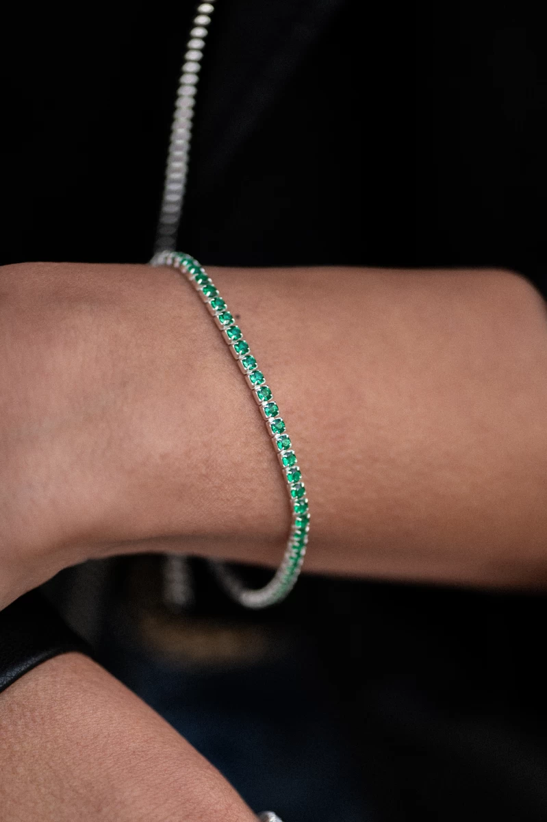 Armband Silber 925 mit grünen Zirkonia Tennis Stil Schmuck Highlight