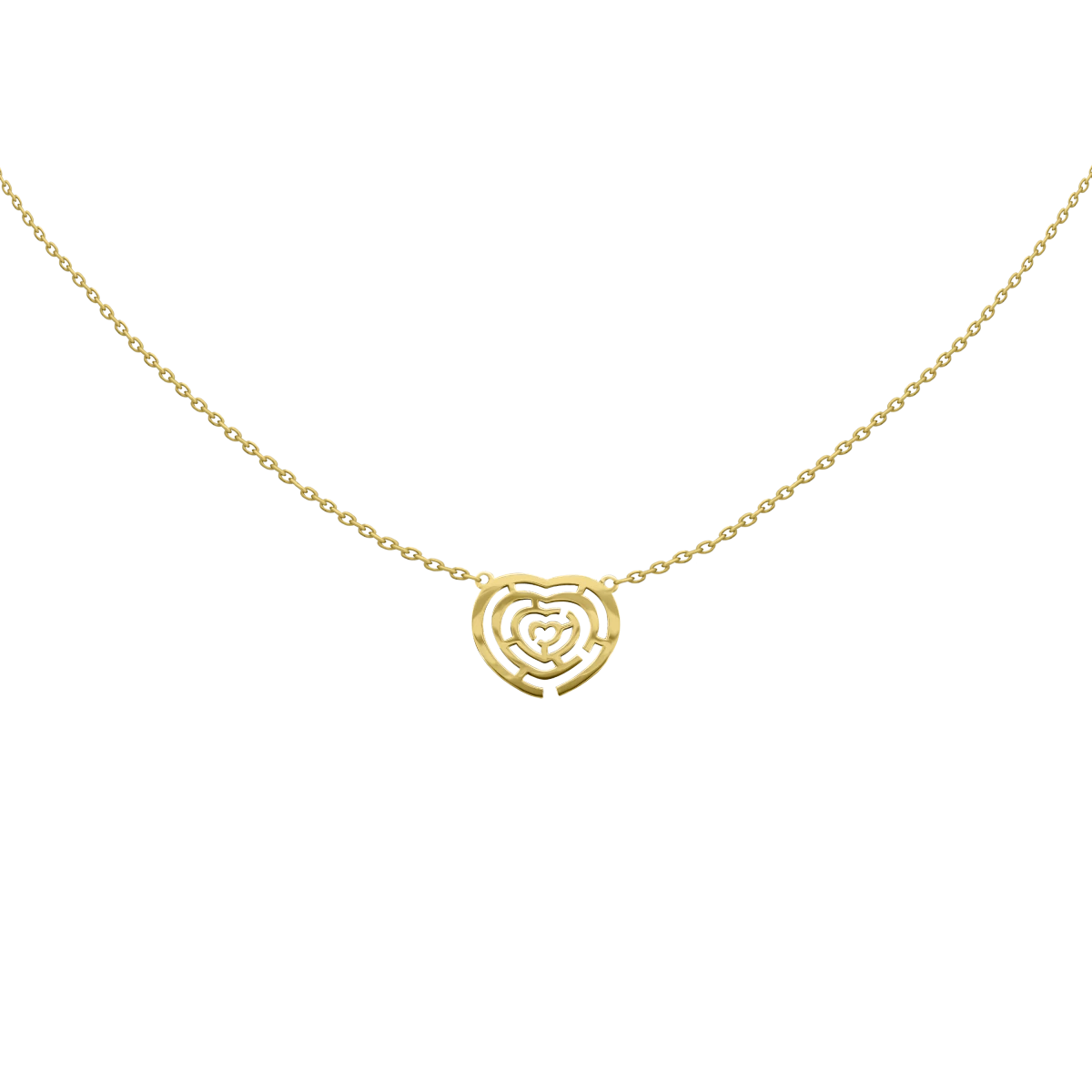 Gelbgoldkette 14K Labyrinth Herz Design Schmuck für Damen