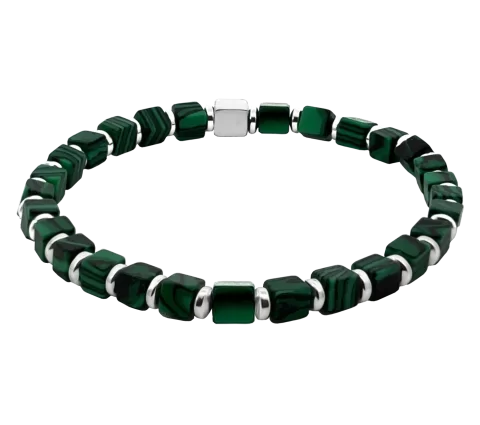 ZILIA Apollo Malachite Men Cubicon Silver 925 Bracelet