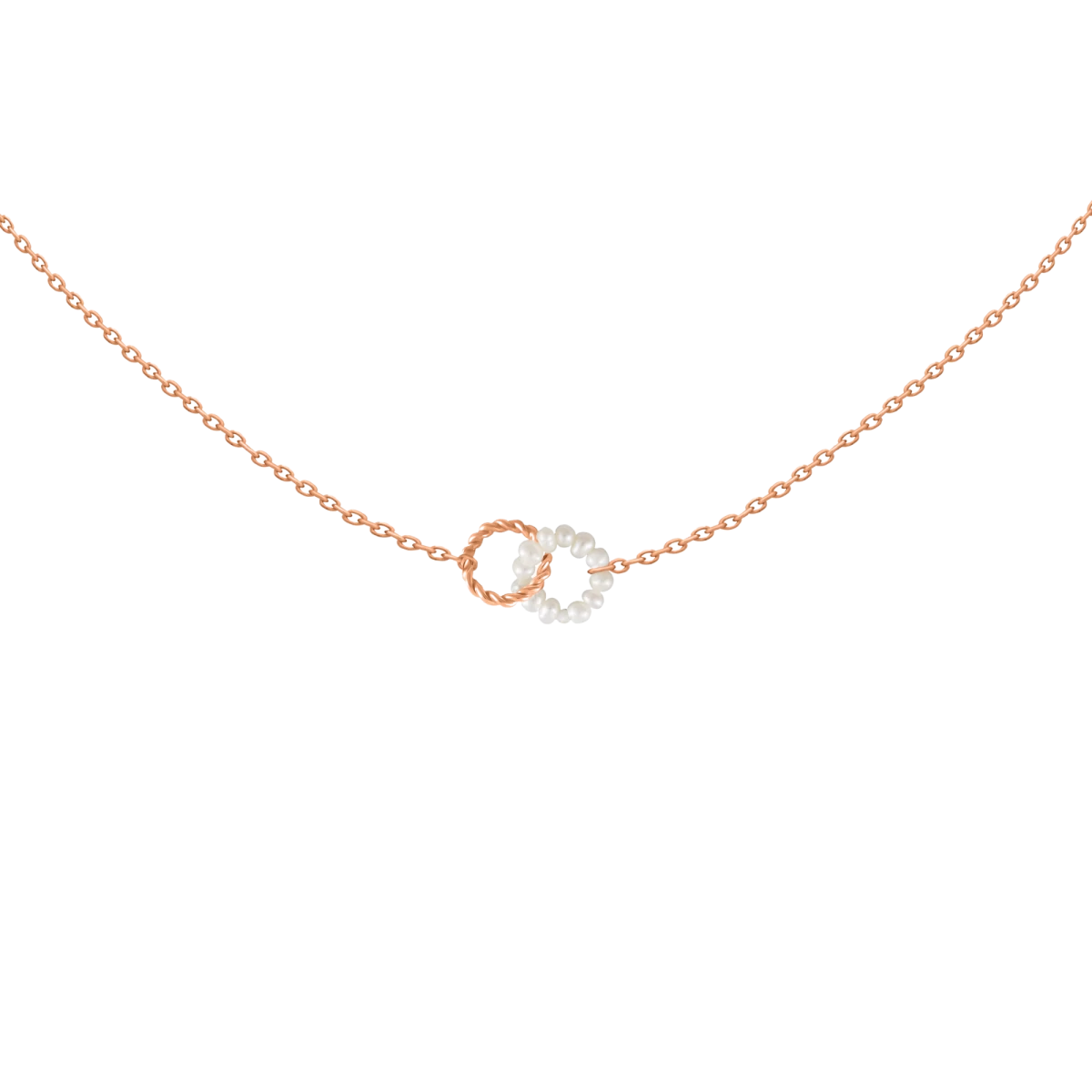 Nolita Kreis und weißer Süßwasserperlenkreis Halskette aus 14K Rosegold