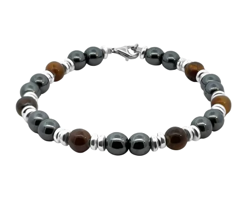 ZILIA Tigers Eye Men 5 Silver 925 Bracelet