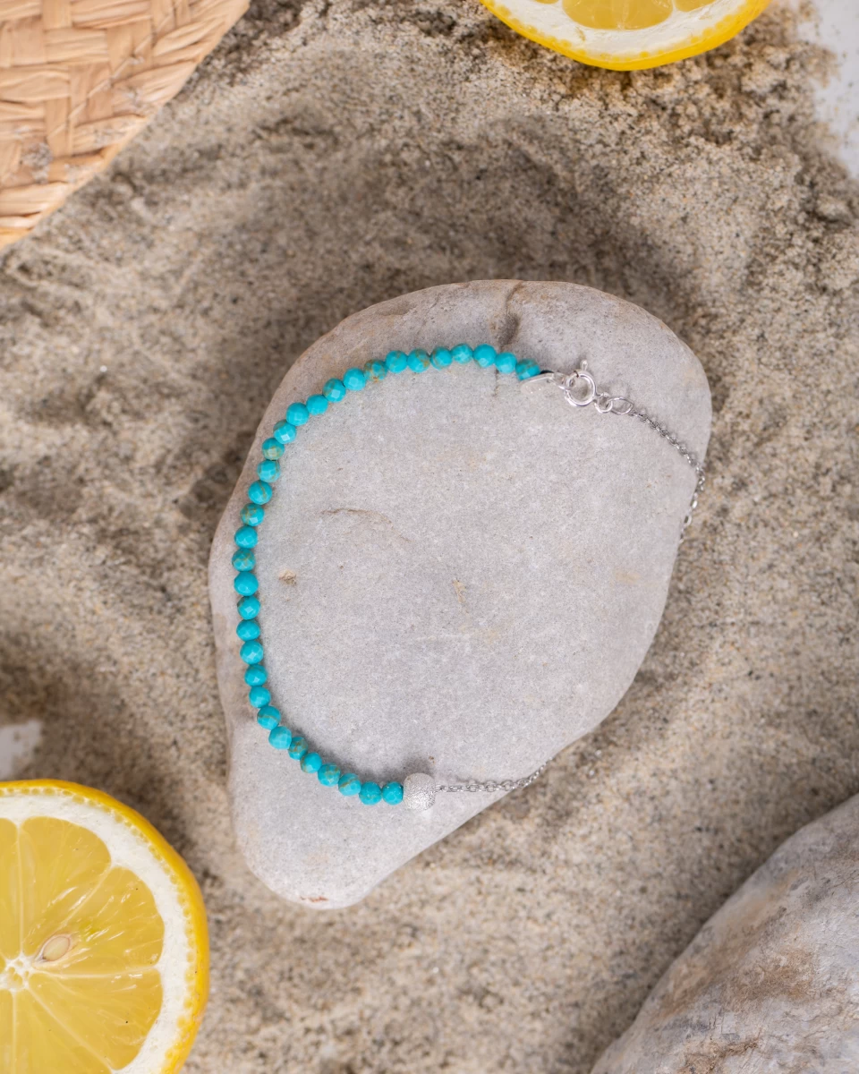 Türkis Mineral Mit Kette Silber 925 Fußkettchen