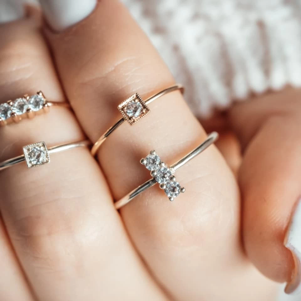 Zirkonia Edelstein Rosegoldring 14K