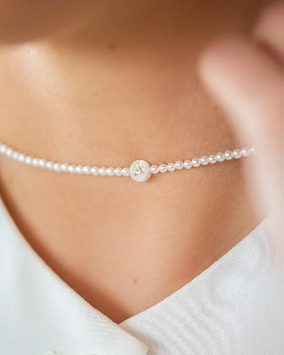 ZILIA Naturperle Letter ABC Silber 925 Halskette