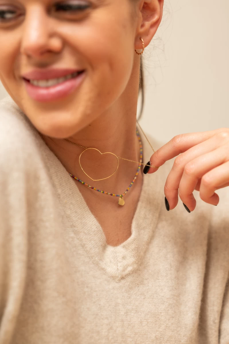 Handgefertigte Statement Herz Halskette aus 14K Gelbgold für Damen