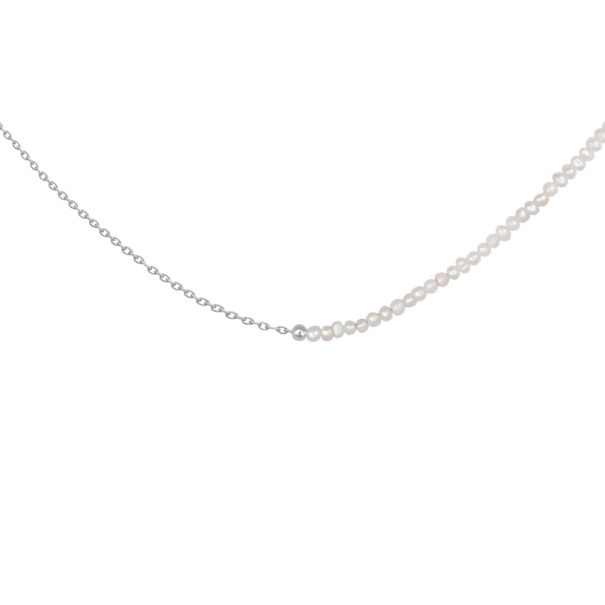 Weiße Perlenkette Silberhalskette