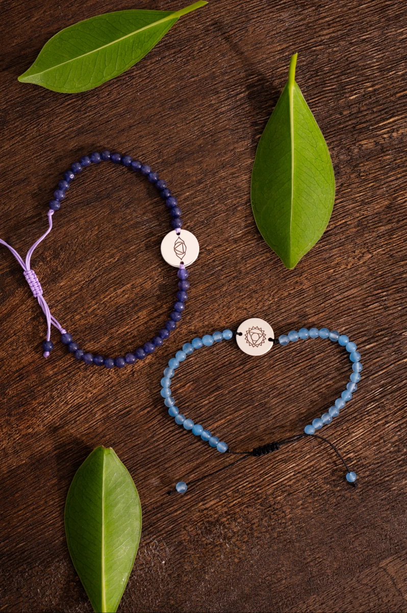 Drittes Auge Chakra Rosegold 585 Makramee-Armband