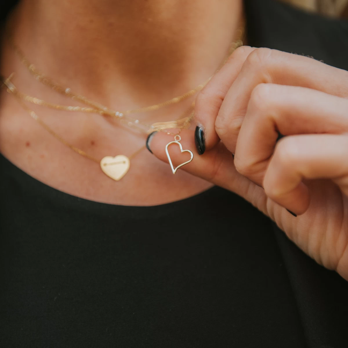 Asymmetrischer Herzanhänger Silberkette