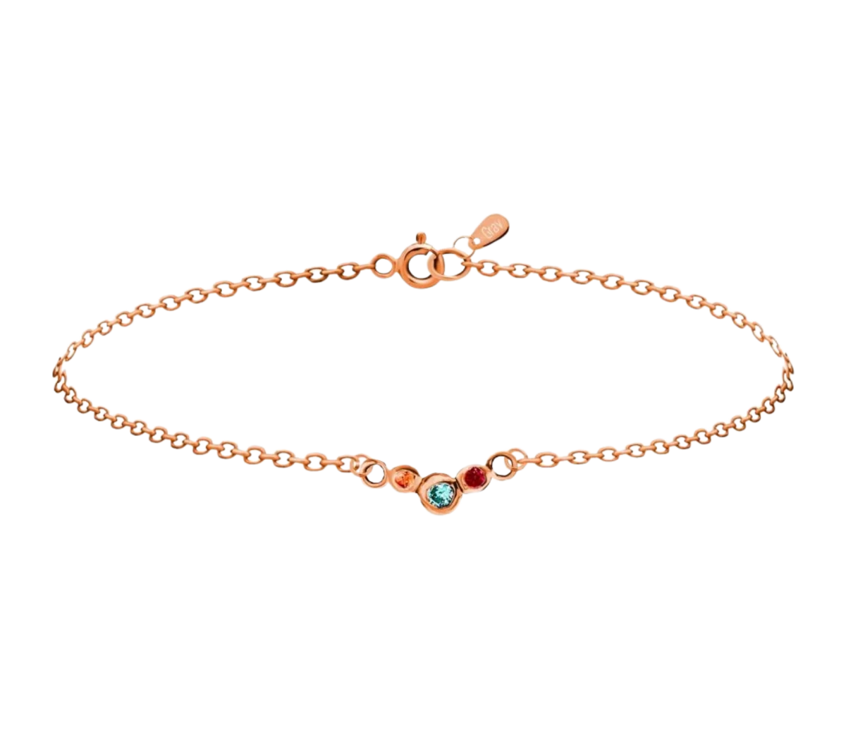 Bunter Zirkon 3 Edelsteine Bogen Rosegold 585 Armband