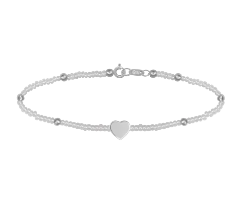 ZILIA Little Pearl With Heart Fussband Silber 925