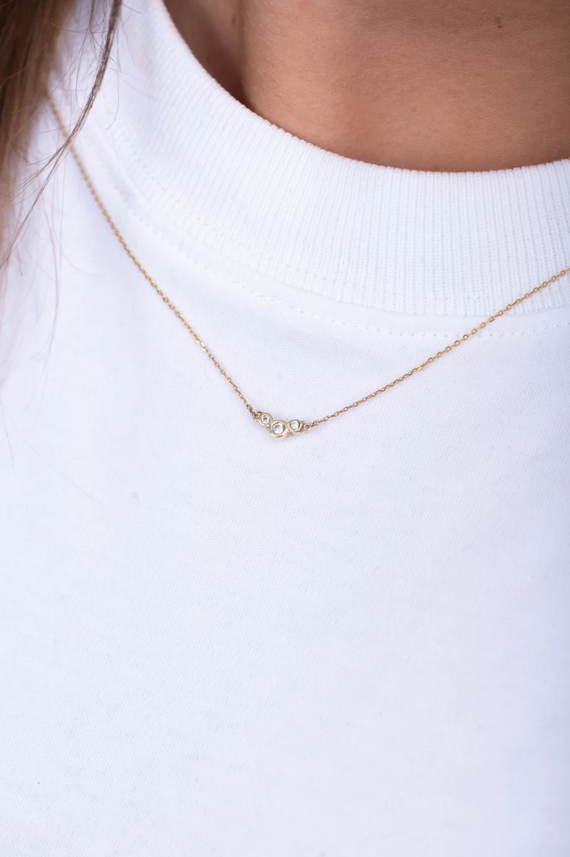 Zirkonia Halbedelstein Bogen Halskette aus Silber