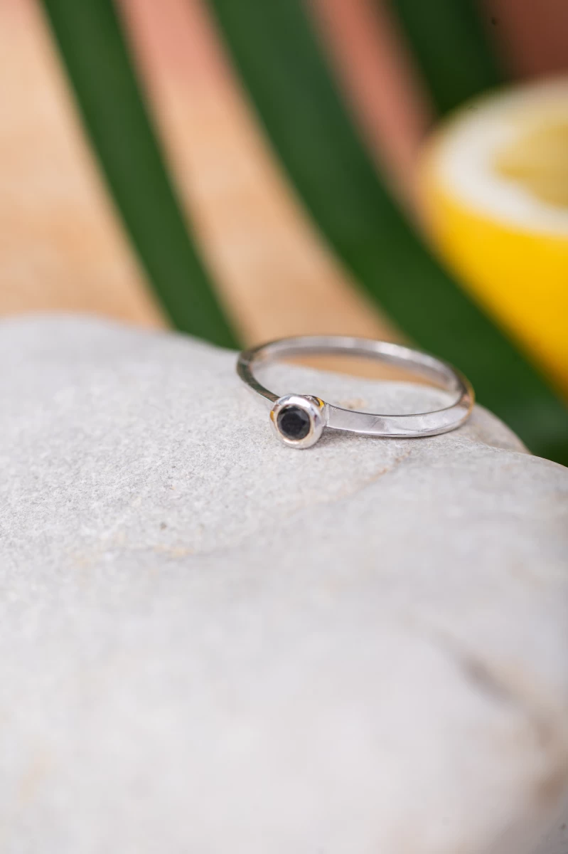 ZILIA Dark Diamond Button Gold 14K Ring