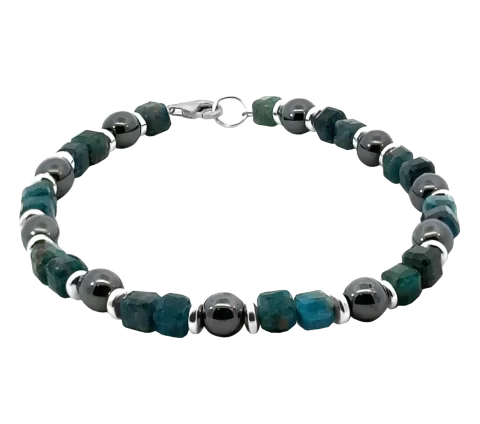ZILIA Men Green Shadow Silver 925 Mineral Bracelet