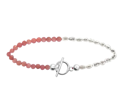 ZILIA Pink Opal Naturperle Silber 925 Armband