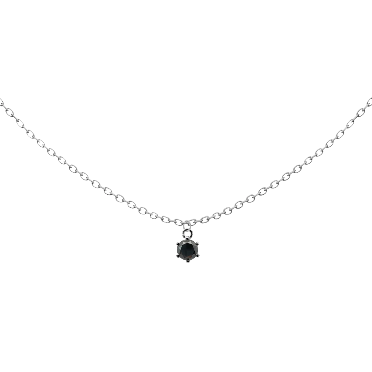 Schwarzer Diamant-Anhänger Silber 925 Halskette