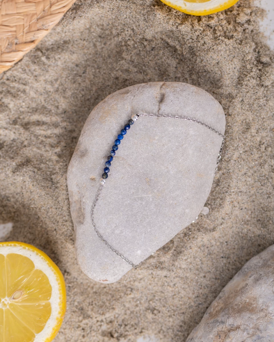 Lapis Mineral Silber 925 Fußkettchen