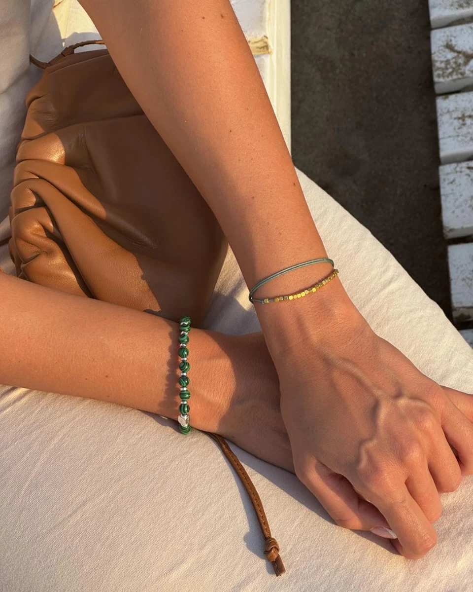 ZILIA Green & Gold Hematite Silber 925 Armband