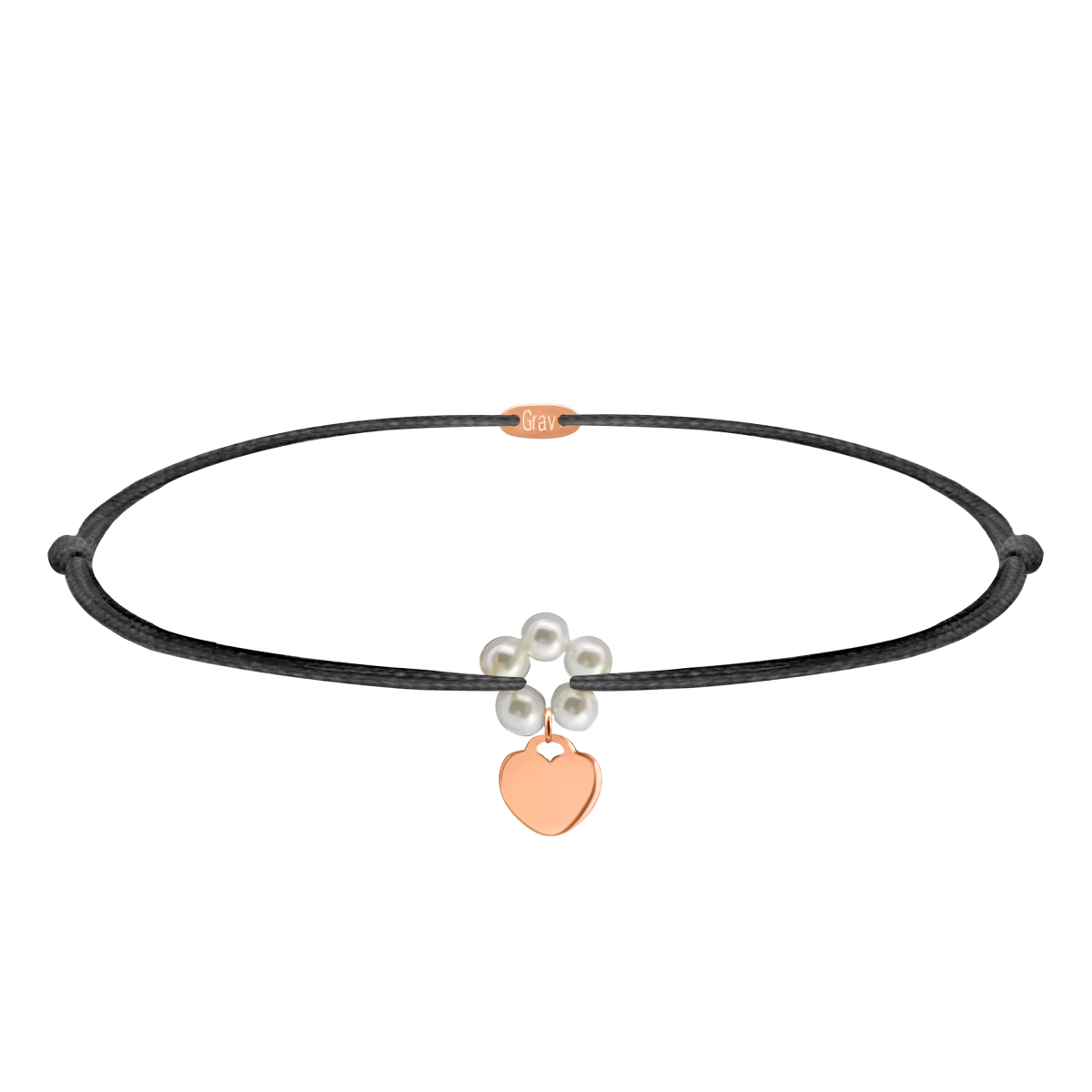 Armband mit Muschelperle und Herzanhänger aus 585 Roségold