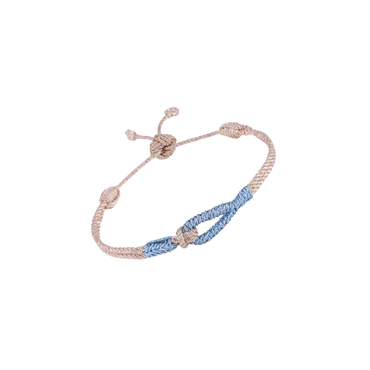 Traditional Arabic Gold Threads Bracelet Rose Gold And Powder Blue Color