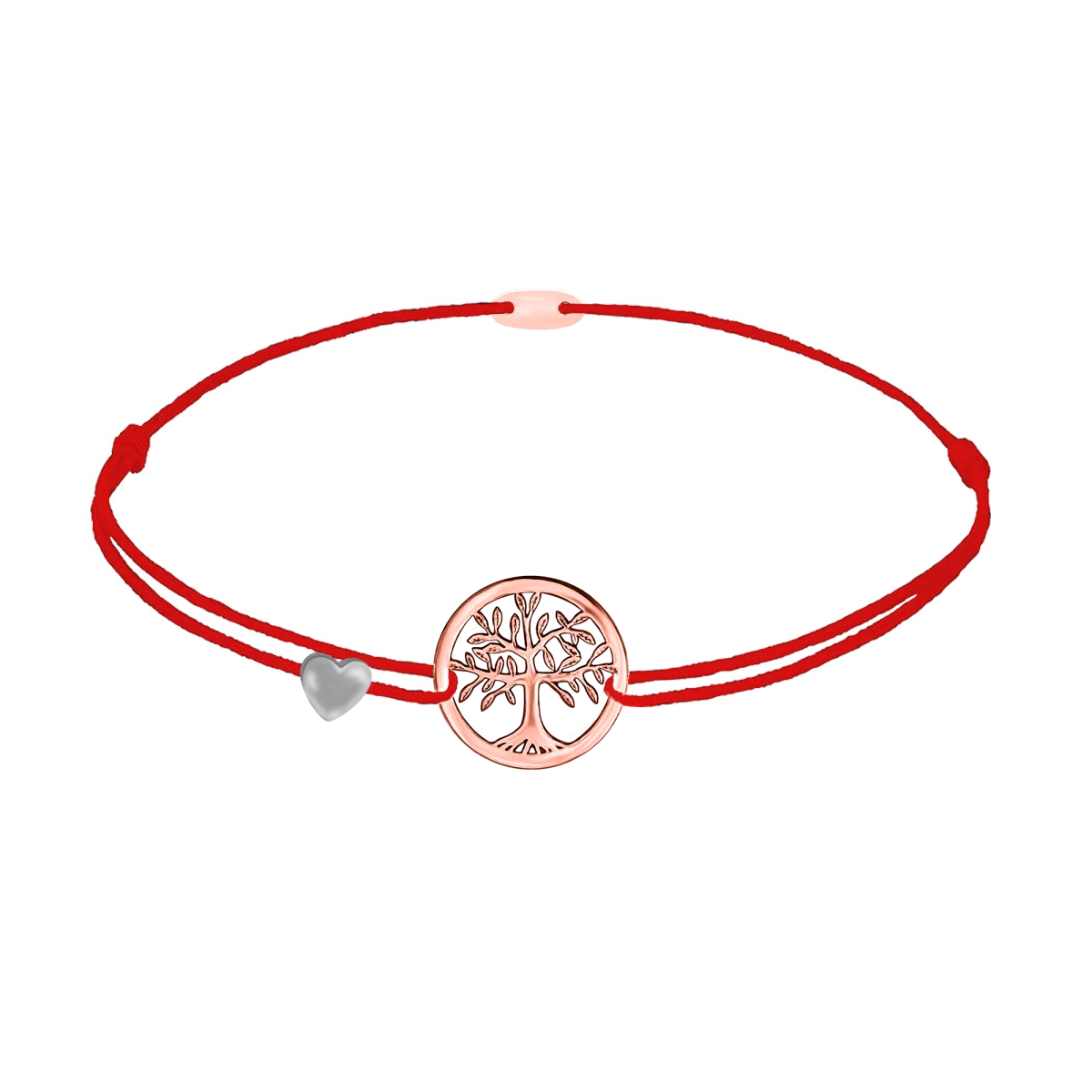 Baum des Lebens mit Hämatit-Herz Roségold 585 Fadenarmband