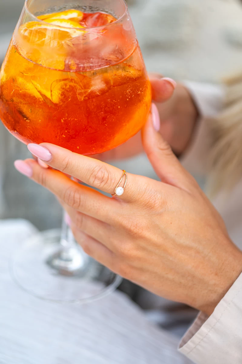 Weiße Süßwasserperlen Rosegold 585 Ring