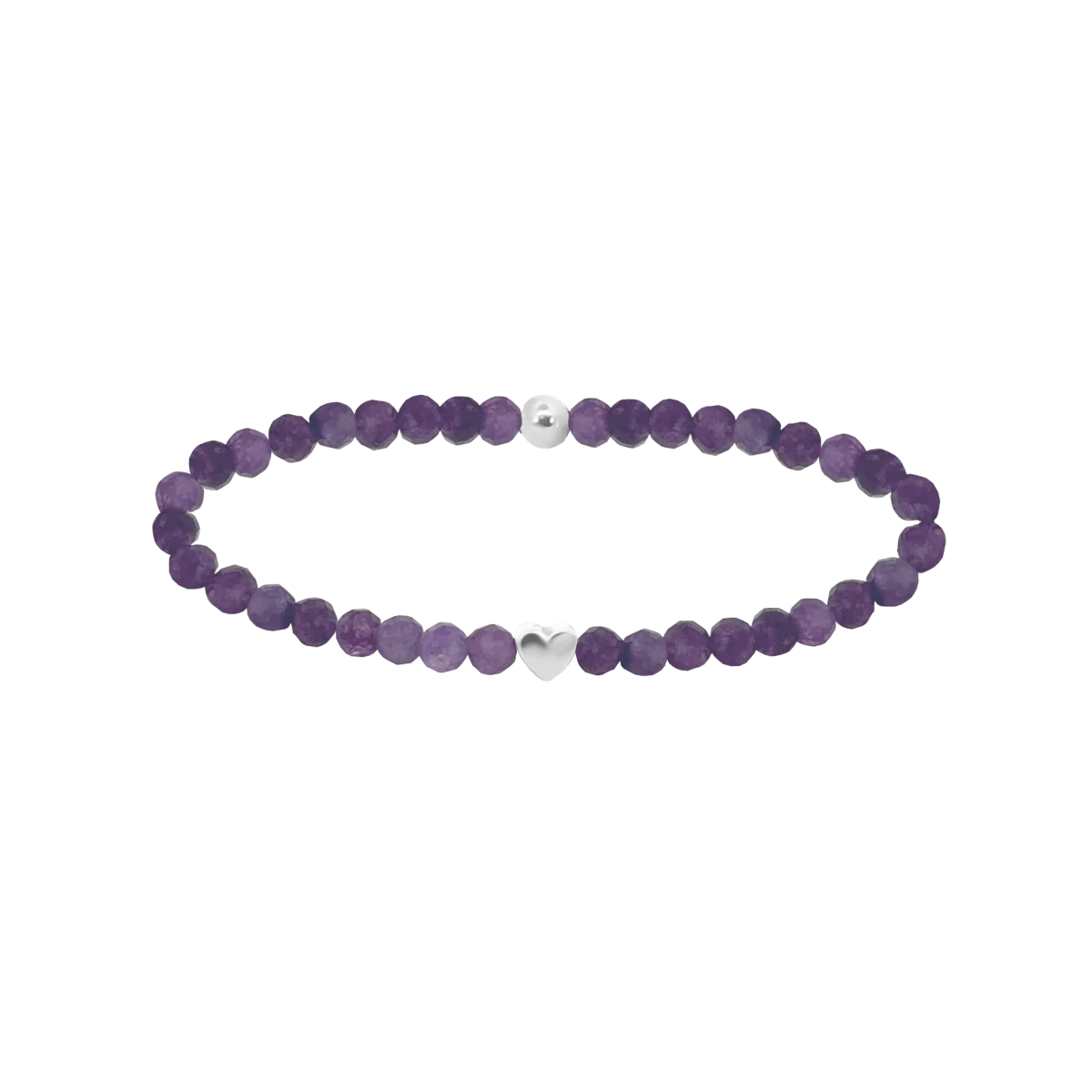 Kleines Herz Amethyst Mineral Silber 925 Armband