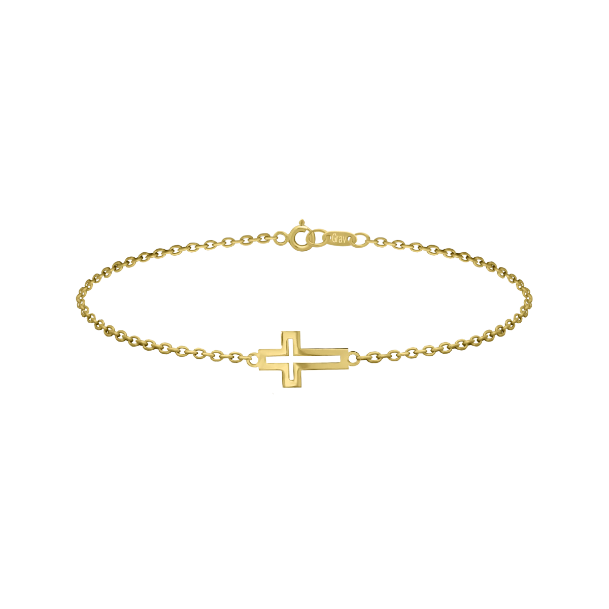 Gelbgold 14K Armband mit Kreuz Kontur Modernes Design Hochwertiger Schmuck