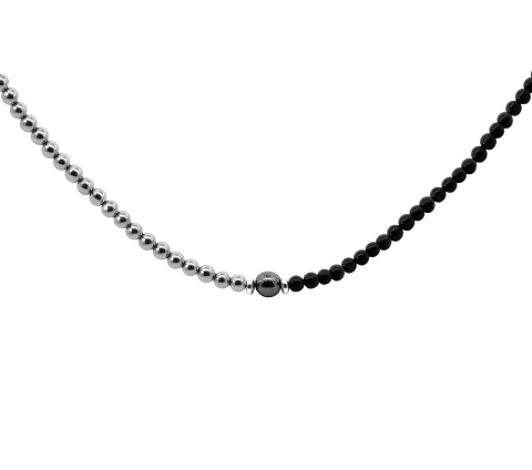 ZILIA Hematite Black & White Silver 925 Mineral Necklace