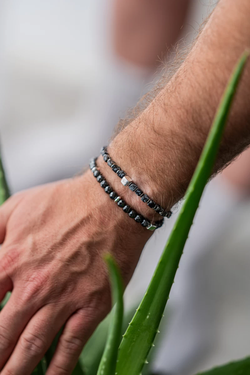 Schneeflockenobsidian Silber 925 Armband