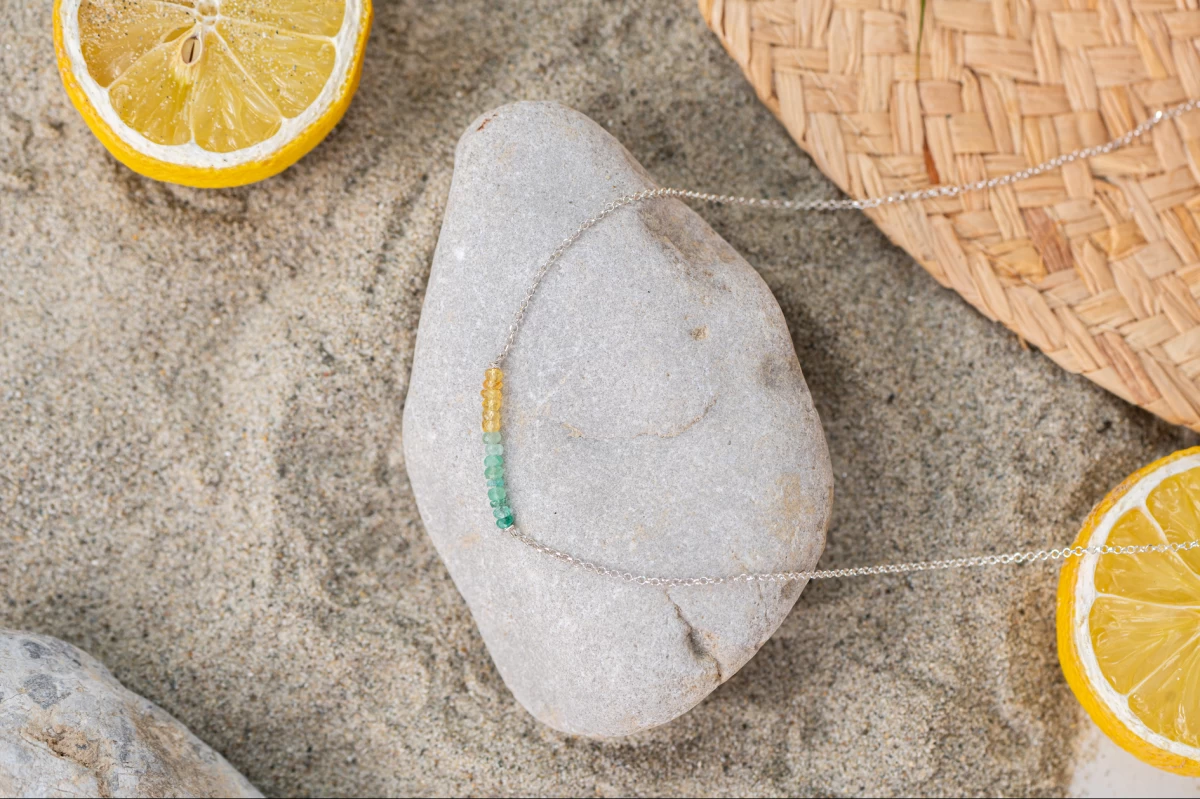 ZILIA Rayfield Sapphire Emerald Halskette Gold 14K