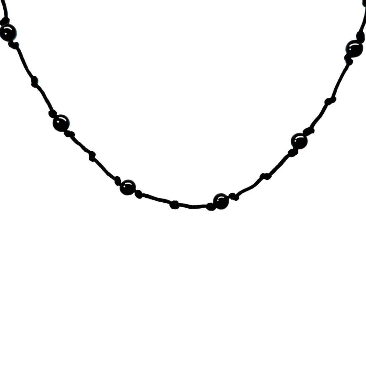 Onyx und Knoten Silber 925 Fadenkette