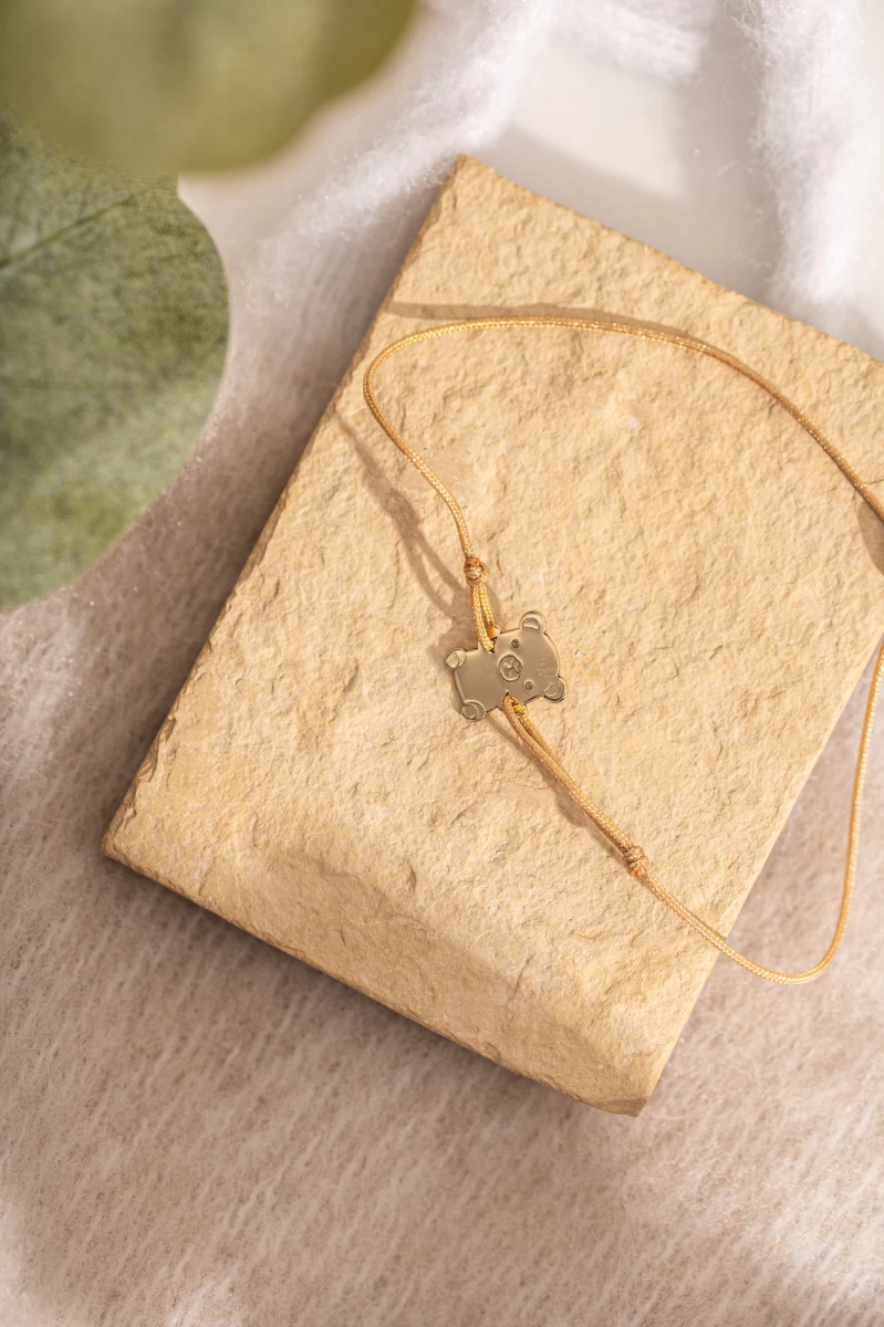 Teddybär Baby Rosegold 585 Fadenarmband