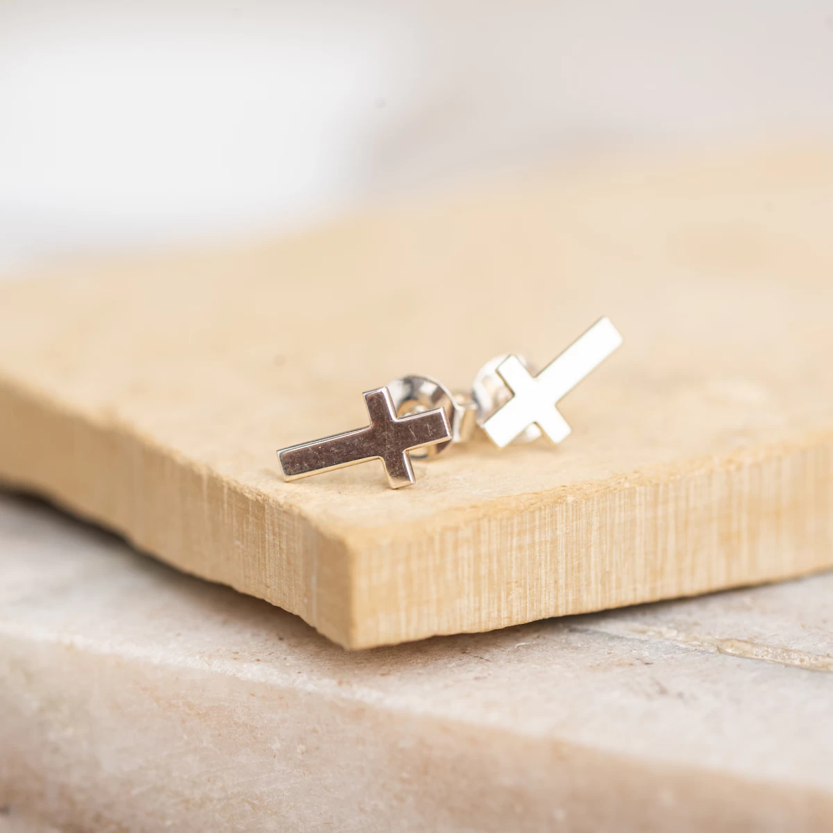 Dicke Kreuz Silberohrringe