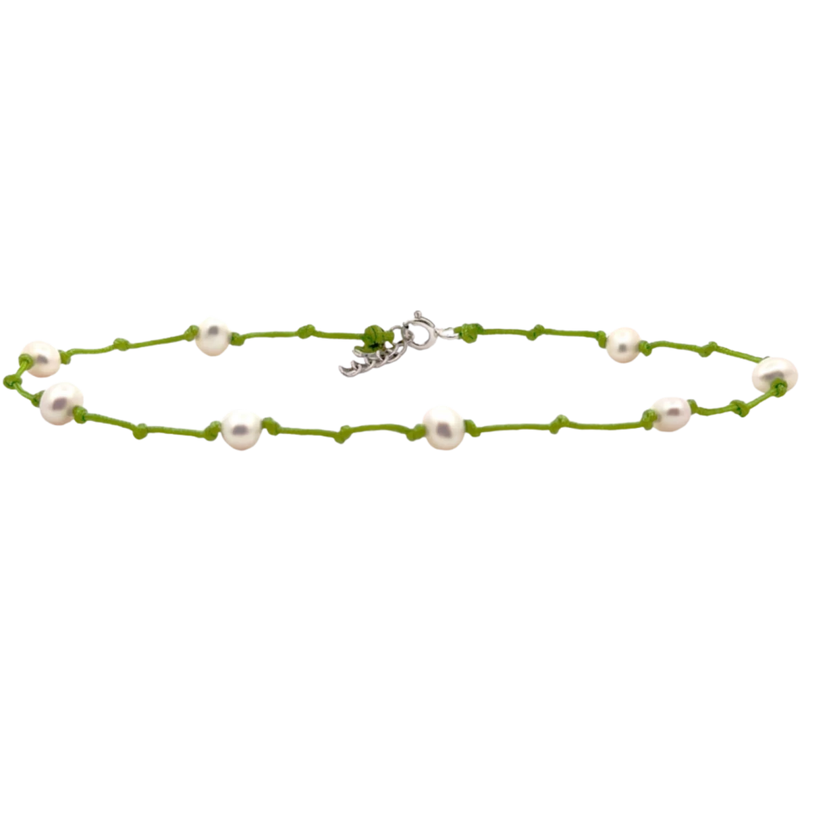 Perlen und Knoten Silber 925 Fußkettchen