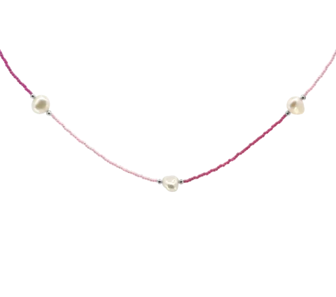 ZILIA Pink Design Naturperle Silber 925 Halskette