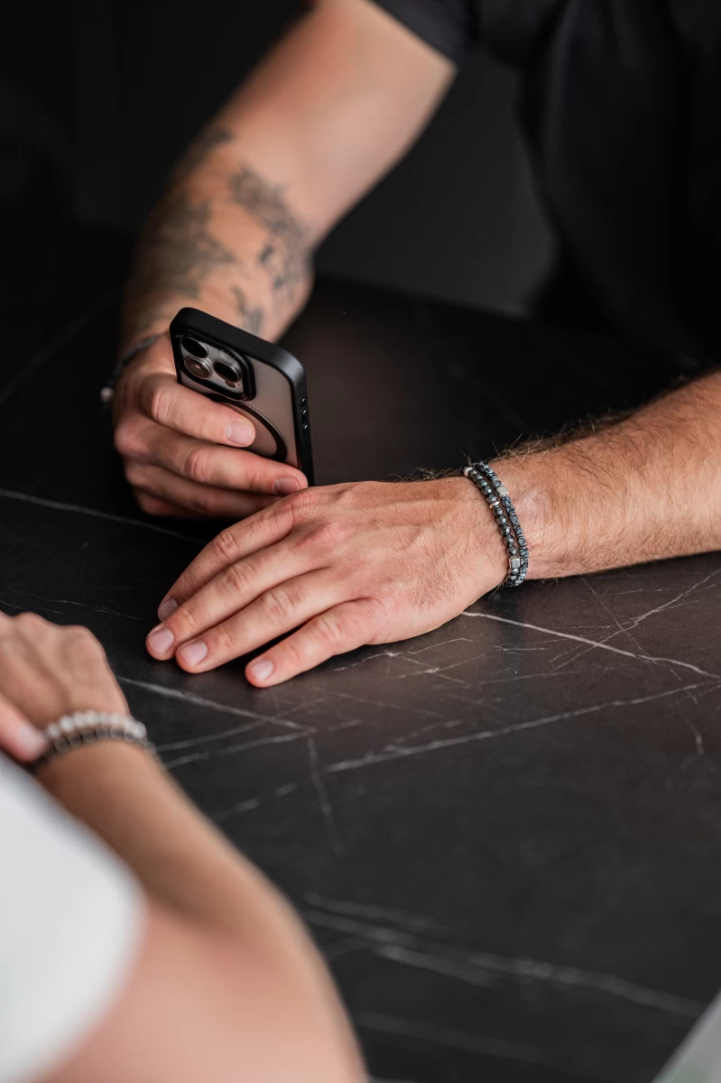 Hämatit Mineral Silber 925 Armband