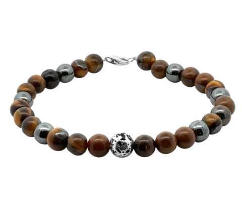 ZILIA Tigers Eye Men 4 Silver 925 Bracelet