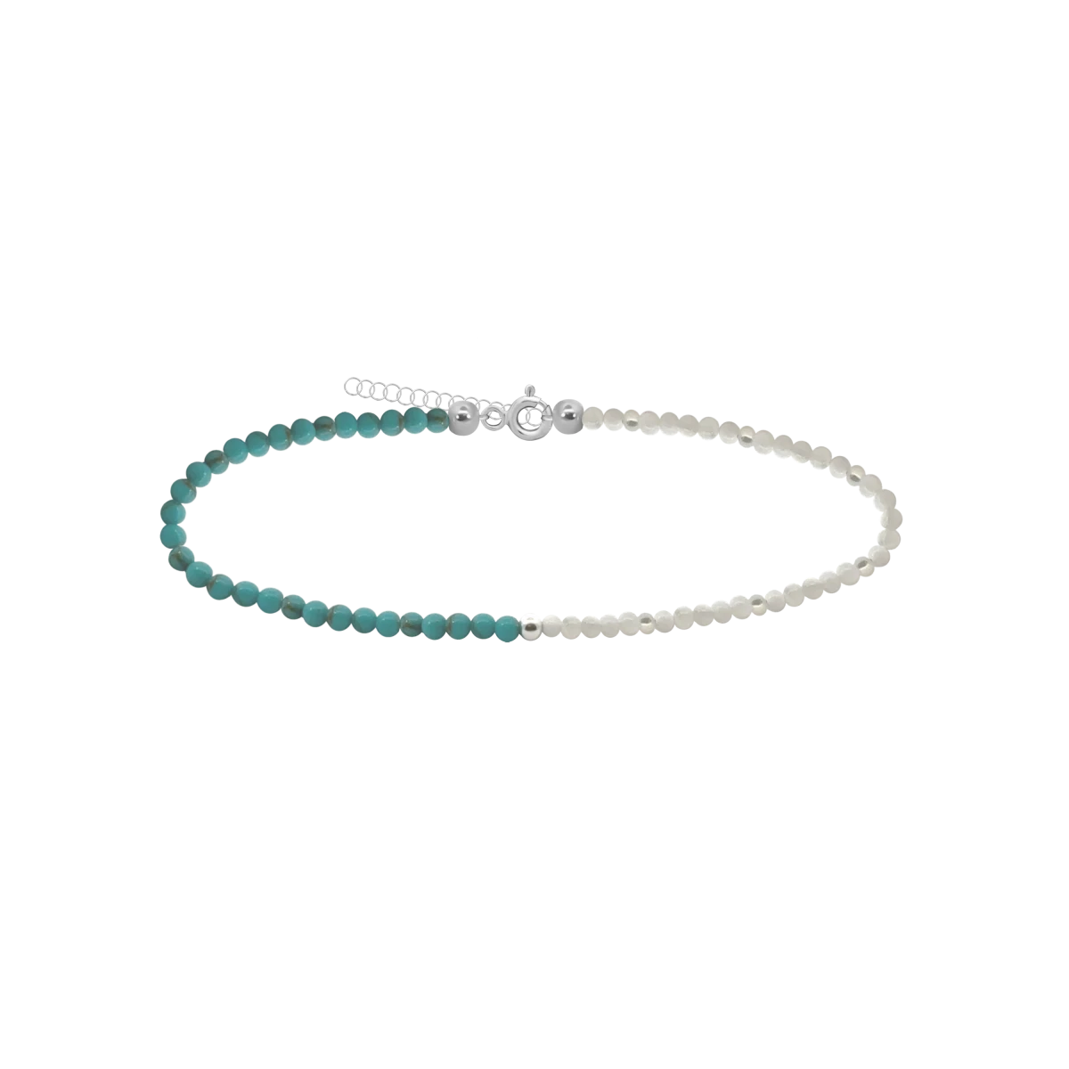 Armband aus Türkis Mineral, Perlmutt und Silber 925