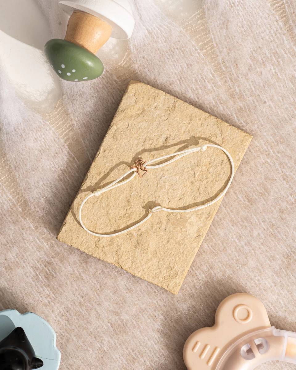 Konturengel mit Heiligenschein Baby Rosegold 14K Kordelarmband